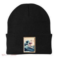 Pink Flamingo Surfer Tropical Great Big Wave Framed Beanie thumb 0