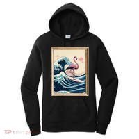 Pink Flamingo Surfer Tropical Great Big Wave Framed Women's Hoodie thumb 0