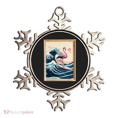 Pink Flamingo Surfer Tropical Great Big Wave Framed Ornament