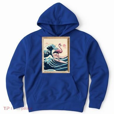 Pink Flamingo Surfer Tropical Great Big Wave Framed Hoodie