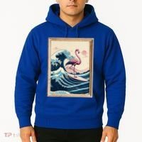 Pink Flamingo Surfer Tropical Great Big Wave Framed Hoodie thumb 2