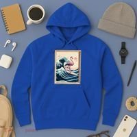 Pink Flamingo Surfer Tropical Great Big Wave Framed Hoodie thumb 3