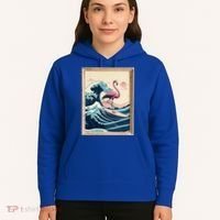 Pink Flamingo Surfer Tropical Great Big Wave Framed Hoodie thumb 5