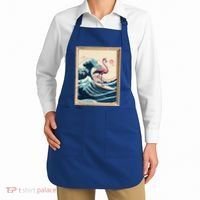 Pink Flamingo Surfer Tropical Great Big Wave Framed Apron thumb 2