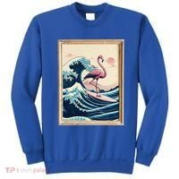 Pink Flamingo Surfer Tropical Great Big Wave Framed Sweatshirt thumb 0