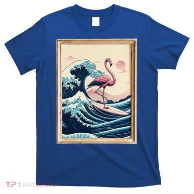 Pink Flamingo Surfer Tropical Great Big Wave Framed T-Shirt