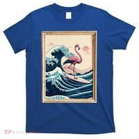 Pink Flamingo Surfer Tropical Great Big Wave Framed T-Shirt thumb 0