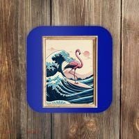 Pink Flamingo Surfer Tropical Great Big Wave Framed Coaster thumb 0