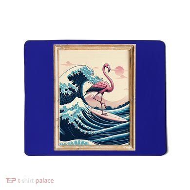 Pink Flamingo Surfer Tropical Great Big Wave Framed Mousepad