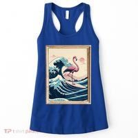 Pink Flamingo Surfer Tropical Great Big Wave Framed Women's Tank Top thumb 0
