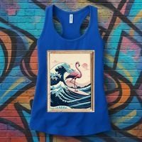 Pink Flamingo Surfer Tropical Great Big Wave Framed Women's Tank Top thumb 3