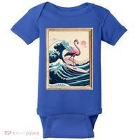 Pink Flamingo Surfer Tropical Great Big Wave Framed Baby Bodysuit thumb 0