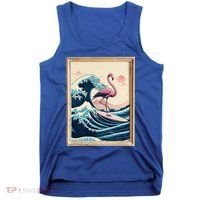 Pink Flamingo Surfer Tropical Great Big Wave Framed Tank Top thumb 0
