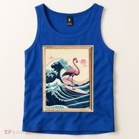 Pink Flamingo Surfer Tropical Great Big Wave Framed Tank Top thumb 2