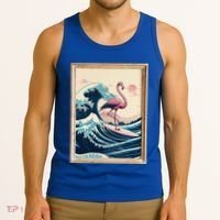 Pink Flamingo Surfer Tropical Great Big Wave Framed Tank Top thumb 3