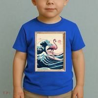 Pink Flamingo Surfer Tropical Great Big Wave Framed Toddler T-Shirt thumb 2