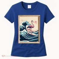 Pink Flamingo Surfer Tropical Great Big Wave Framed Women's T-Shirt thumb 0