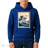 Pink Flamingo Surfer Tropical Great Big Wave Framed Kids Hoodie thumb 4