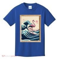 Pink Flamingo Surfer Tropical Great Big Wave Framed Kids T-Shirt thumb 0