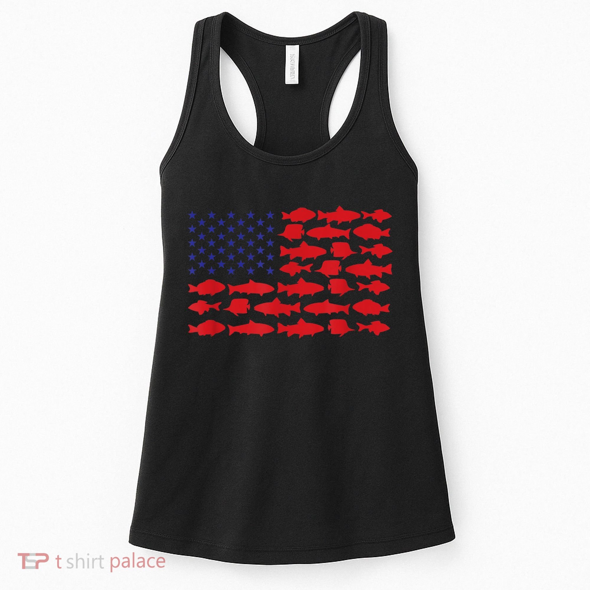 Patriotic Fisher Saltwaters Fish Saltwater Men American Flag Women's Tank Top