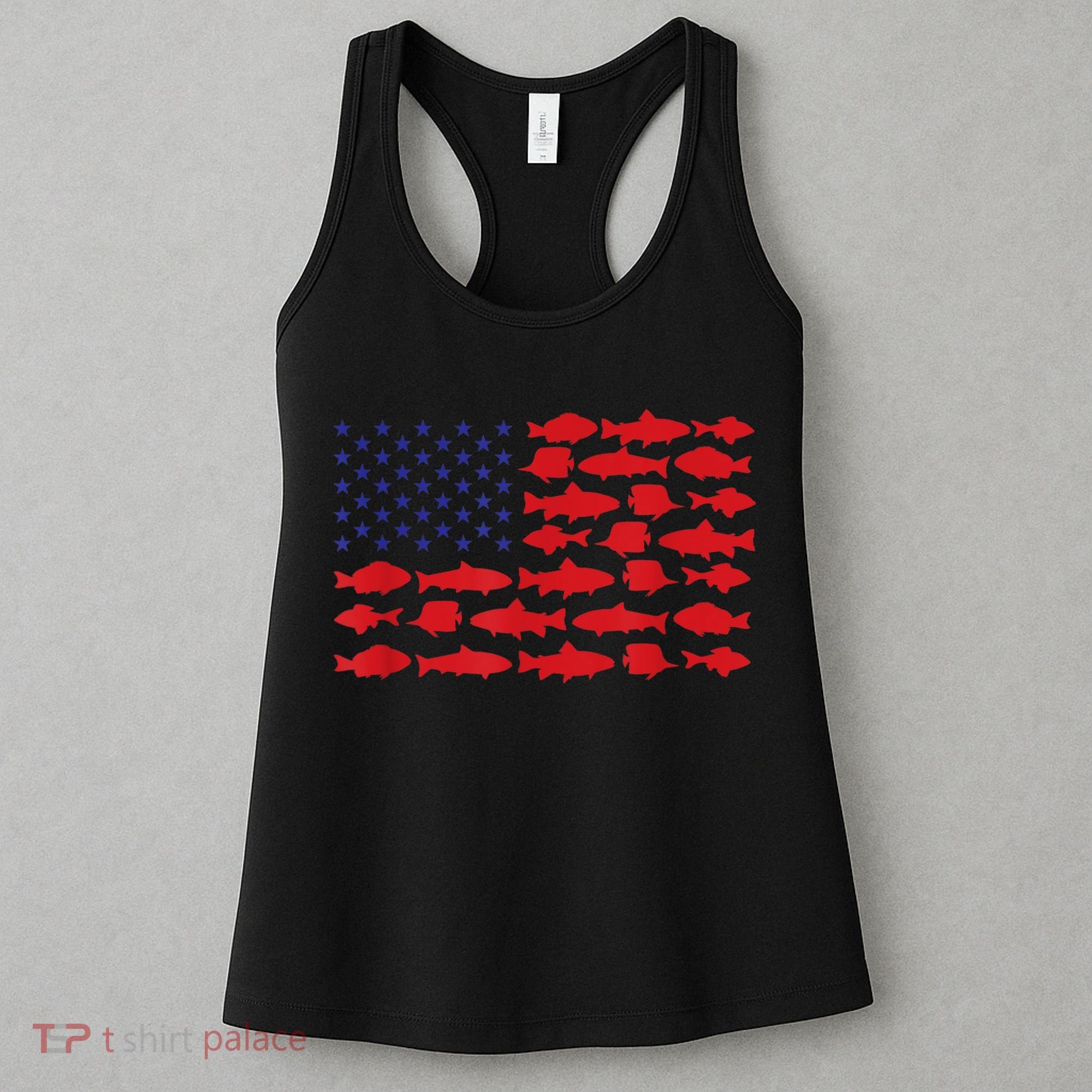 Patriotic Fisher Saltwaters Fish Saltwater Men American Flag Women's Tank Top