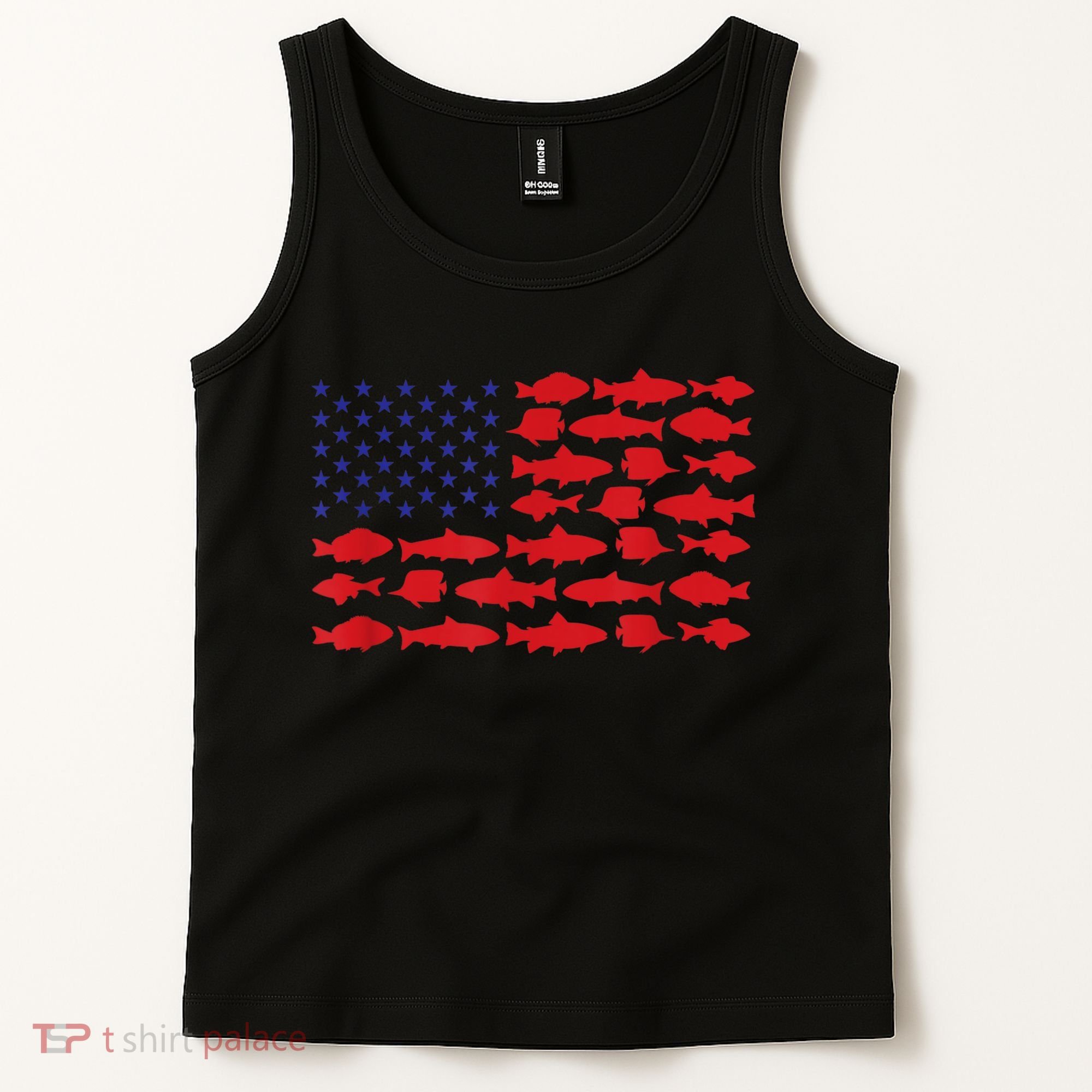 Patriotic Fisher Saltwaters Fish Saltwater Men American Flag Tank Top