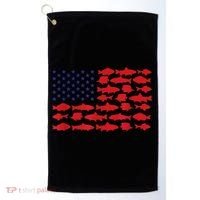 Patriotic Fisher Saltwaters Fish Saltwater Men American Flag Golf Towel thumb 0