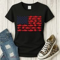 Patriotic Fisher Saltwaters Fish Saltwater Men American Flag Women's T-Shirt thumb 3