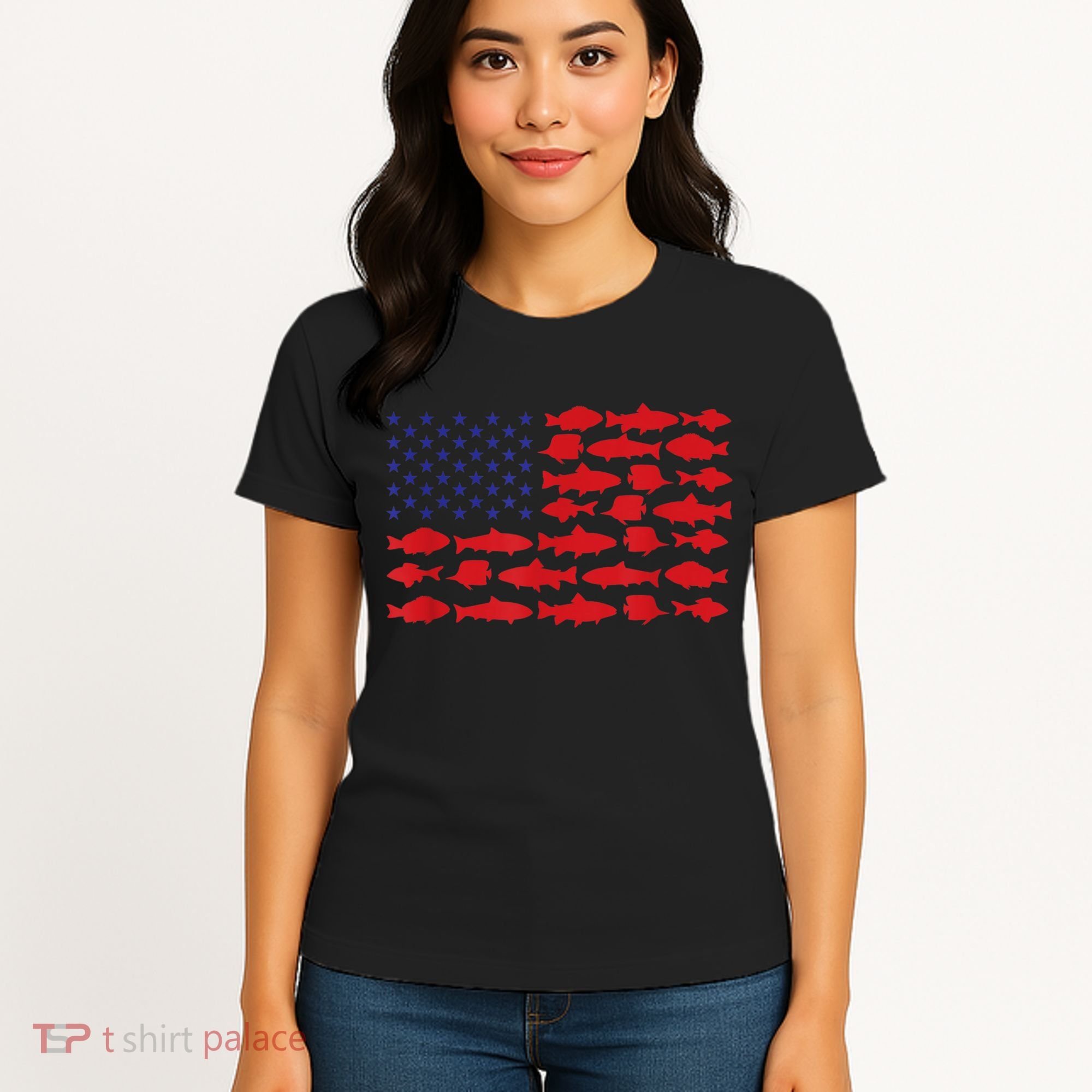 Patriotic Fisher Saltwaters Fish Saltwater Men American Flag Women's T-Shirt