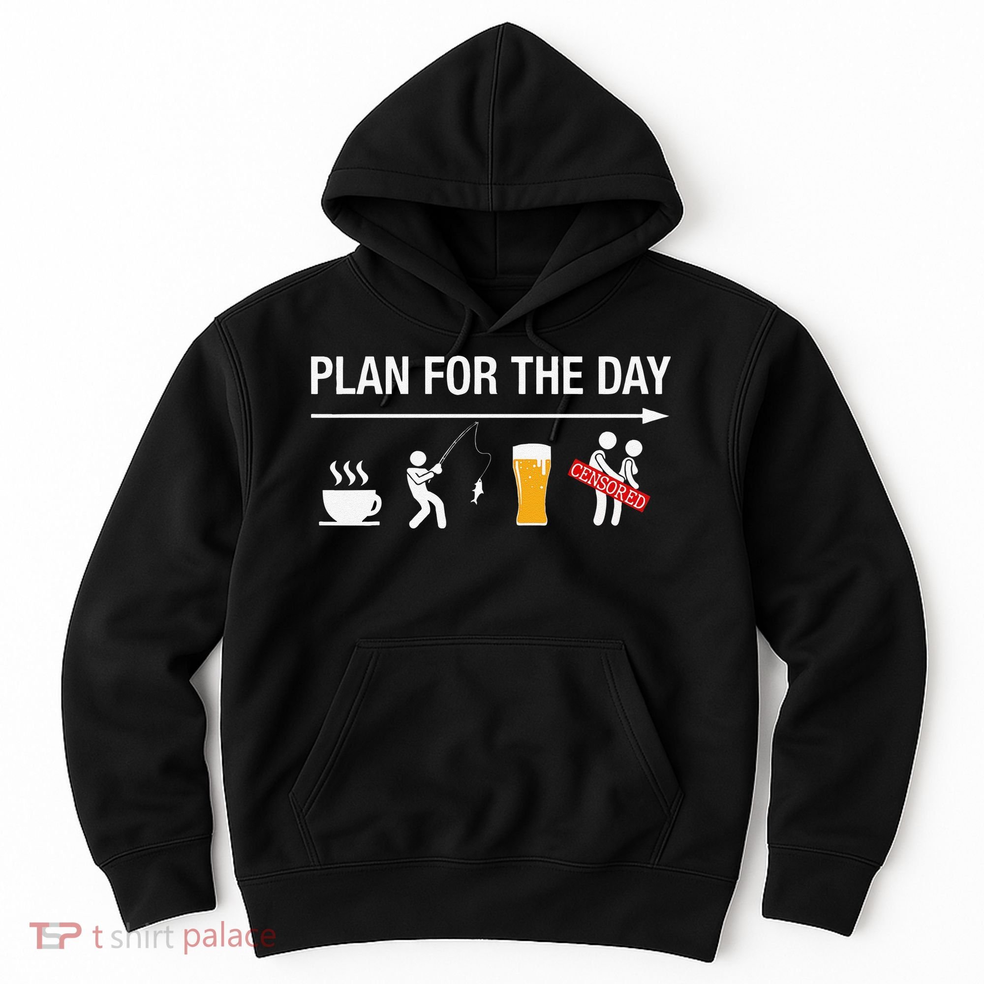 Plan For The Day Coffee Fish Beer Funny Adult Fishing Hoodie