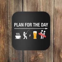 Plan For The Day Coffee Fish Beer Funny Adult Fishing Coaster thumb 0