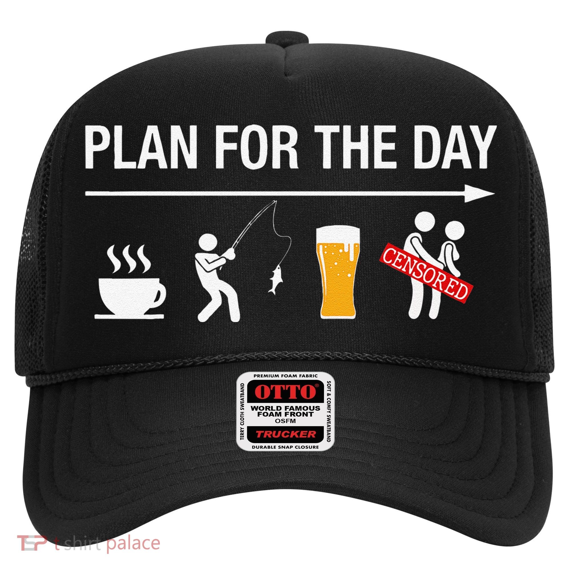 Plan For The Day Coffee Fish Beer Funny Adult Fishing Hat