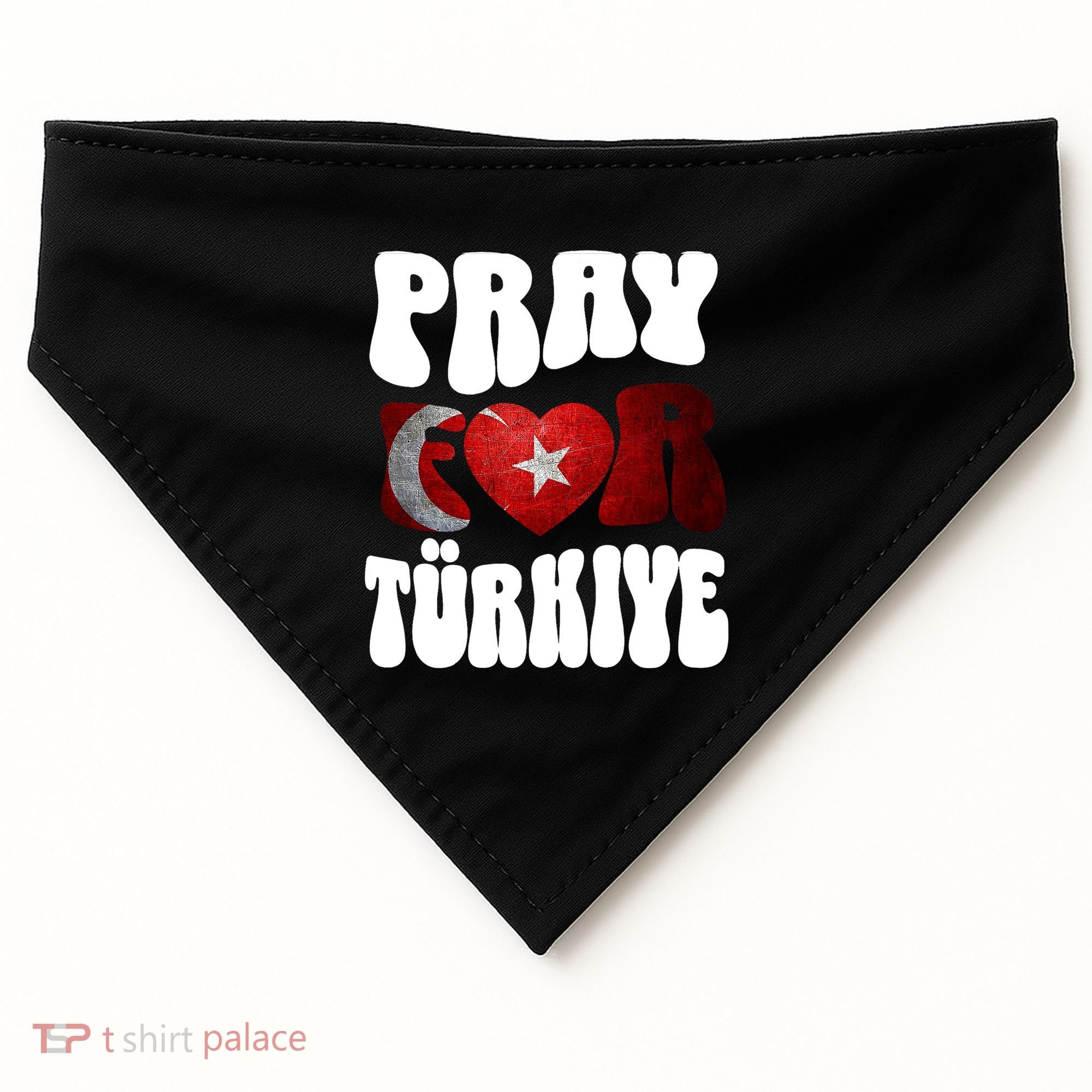 Pray For Turkiye Turkey Tees, Turkey Flag, Support Turkey USA-Made Doggie Bandana