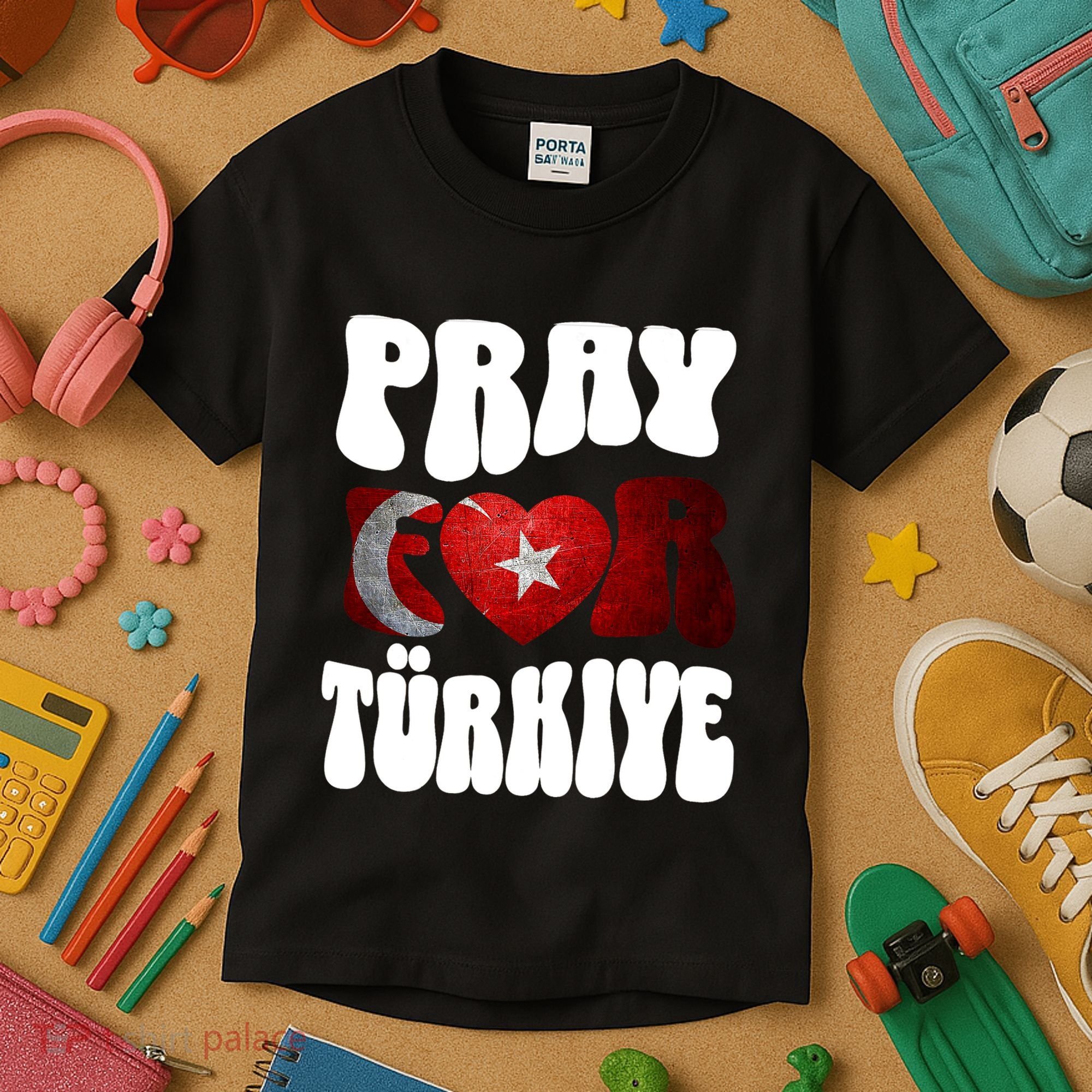 Pray For Turkiye Turkey Tees, Turkey Flag, Support Turkey Kids T-Shirt