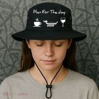 Plan For The Day Coffee Dragon Boat Wine Funny Gift Bucket Hat thumb 3