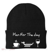Plan For The Day Coffee Dragon Boat Wine Funny Gift Beanie thumb 0