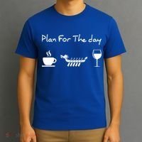 Plan For The Day Coffee Dragon Boat Wine Funny Gift T-Shirt thumb 3