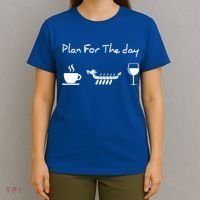 Plan For The Day Coffee Dragon Boat Wine Funny Gift T-Shirt thumb 4
