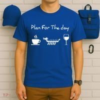Plan For The Day Coffee Dragon Boat Wine Funny Gift T-Shirt thumb 6