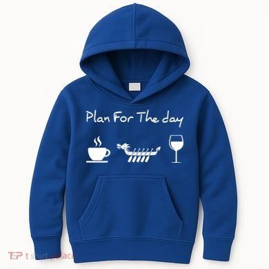 Plan For The Day Coffee Dragon Boat Wine Funny Gift Kids Hoodie