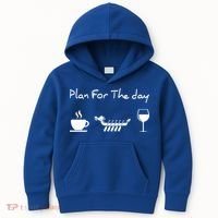 Plan For The Day Coffee Dragon Boat Wine Funny Gift Kids Hoodie thumb 0