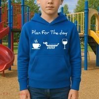 Plan For The Day Coffee Dragon Boat Wine Funny Gift Kids Hoodie thumb 2