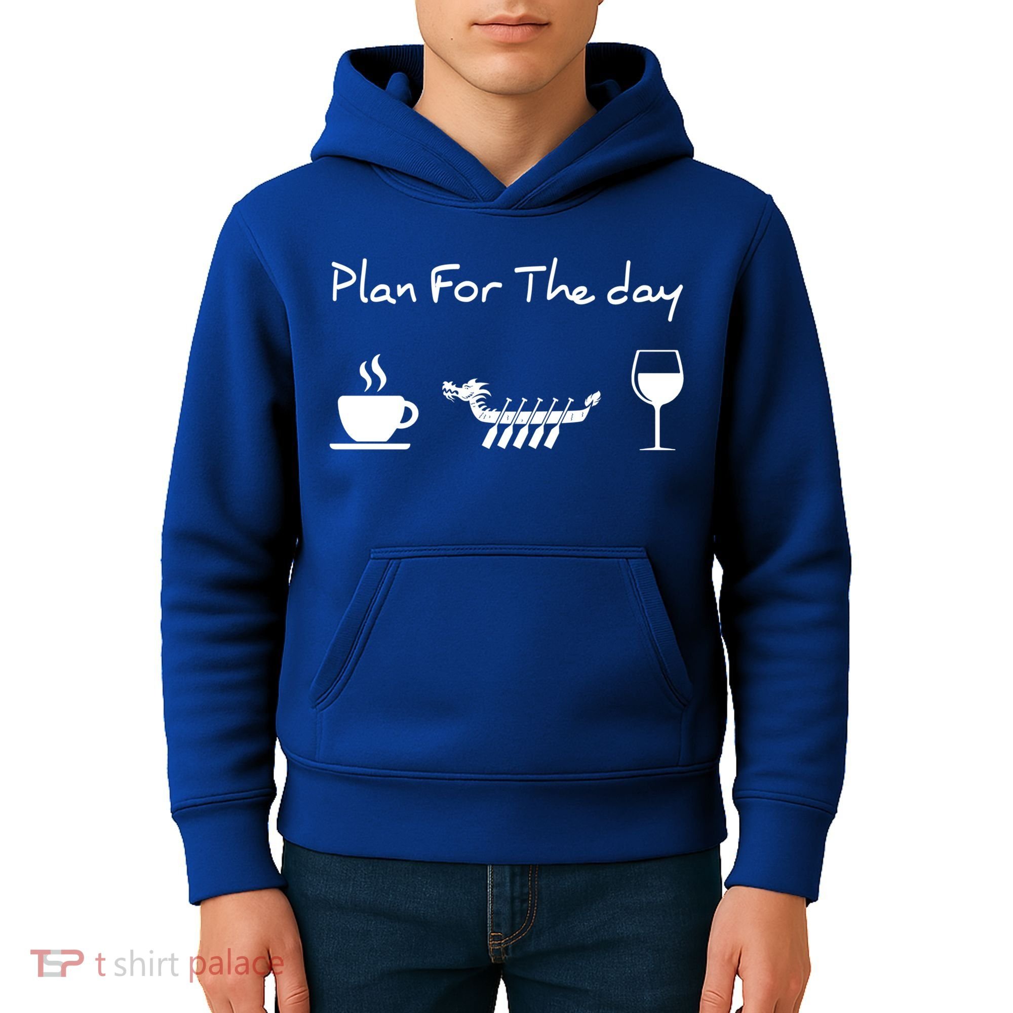 Plan For The Day Coffee Dragon Boat Wine Funny Gift Kids Hoodie