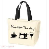 Plan For The Day Coffee Sewing Machine Wine Funny Lover Tote Bag thumb 3