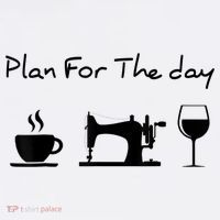 Plan For The Day Coffee Sewing Machine Wine Funny Lover Women's Hoodie thumb 2