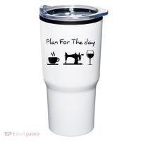 Plan For The Day Coffee Sewing Machine Wine Funny Lover Tumbler thumb 0