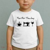 Plan For The Day Coffee Sewing Machine Wine Funny Lover Toddler T-Shirt thumb 2