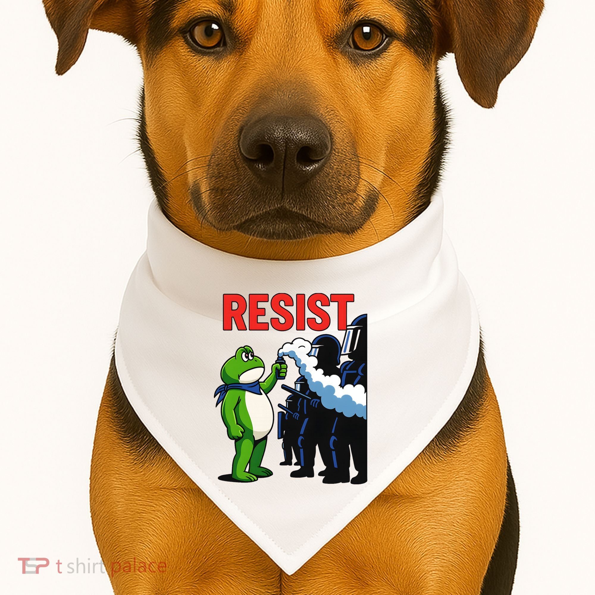 Portland Frog Trending Funny Video Protest Resist USA-Made Doggie Bandana