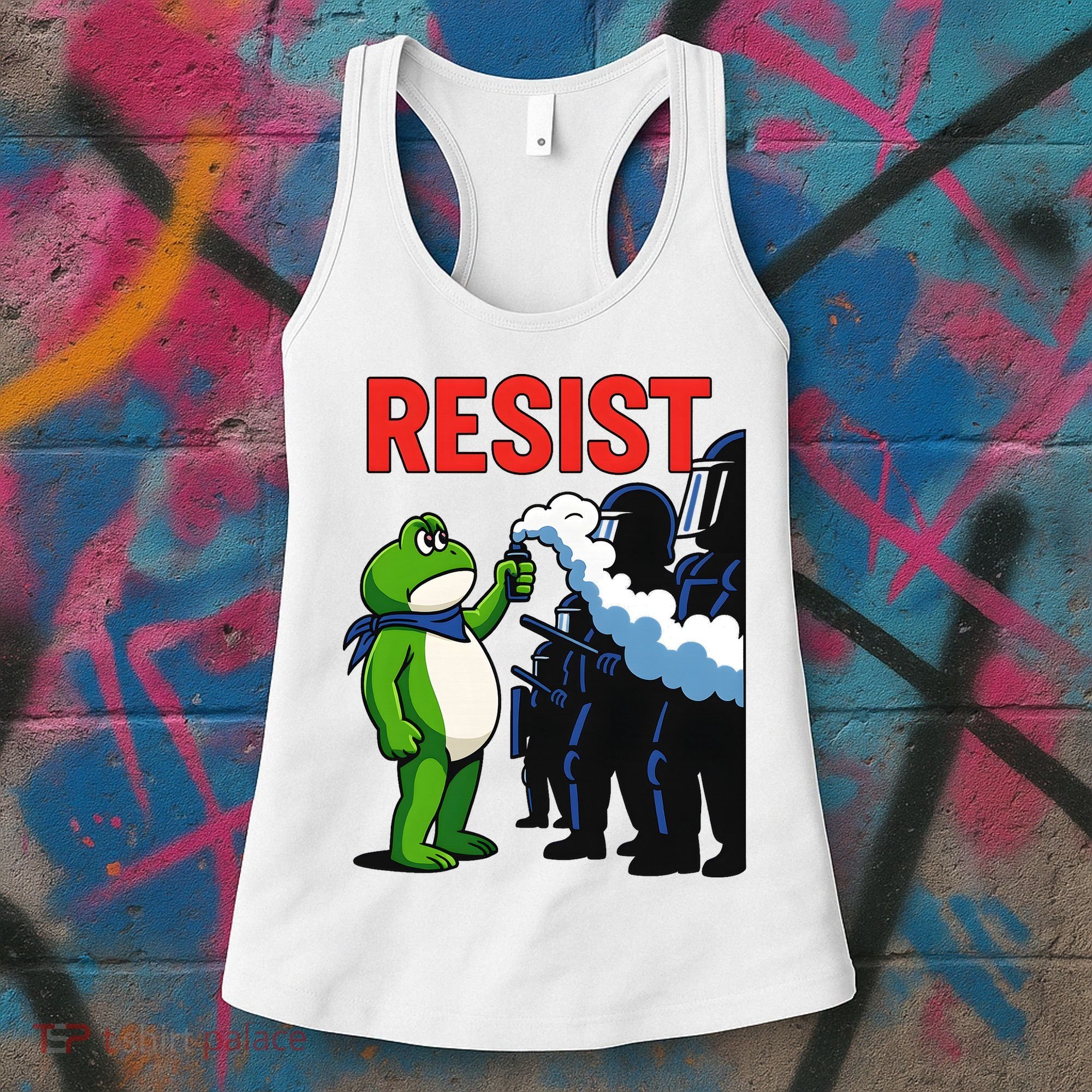 Portland Frog Trending Funny Video Protest Resist Women's Tank Top