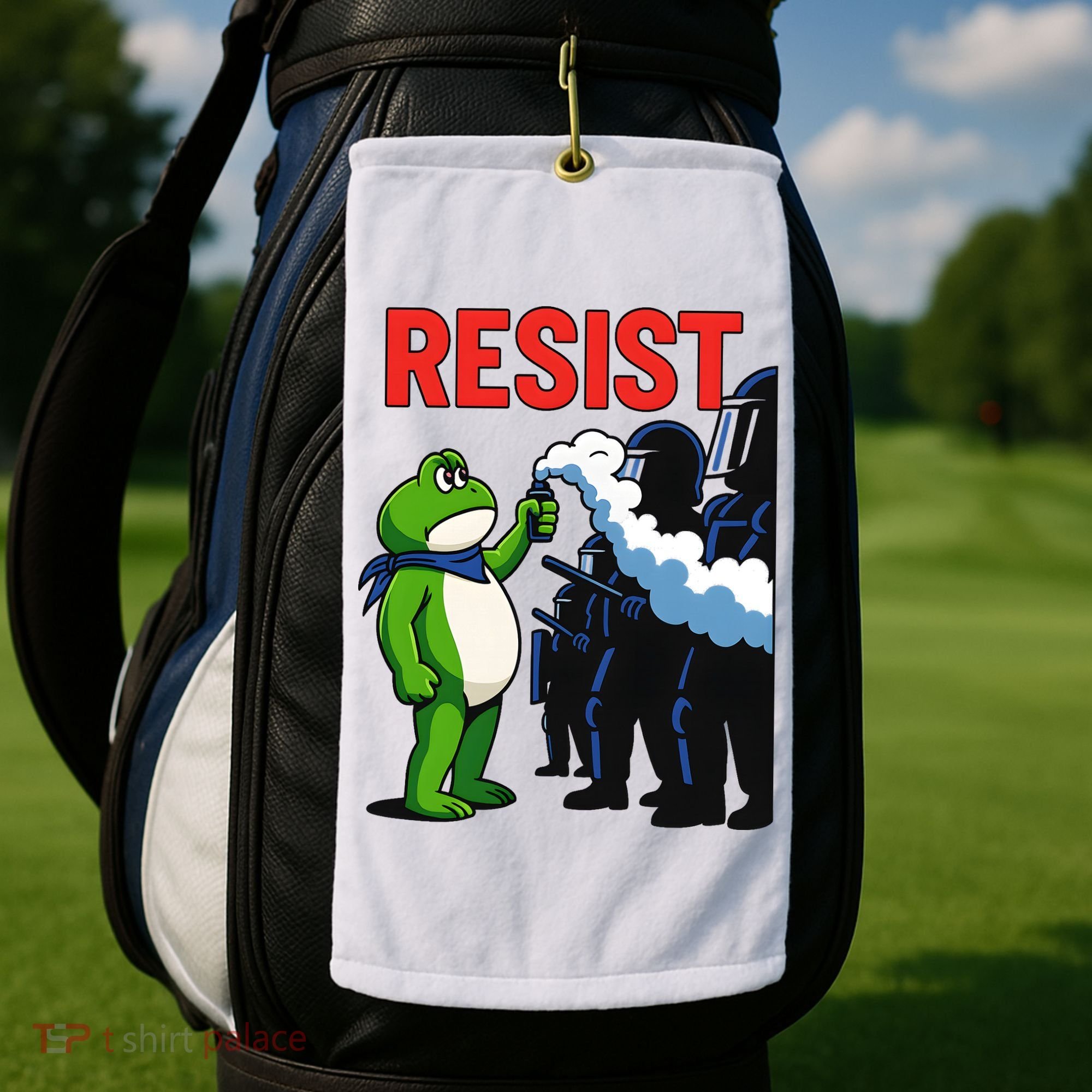 Portland Frog Trending Funny Video Protest Resist Golf Towel